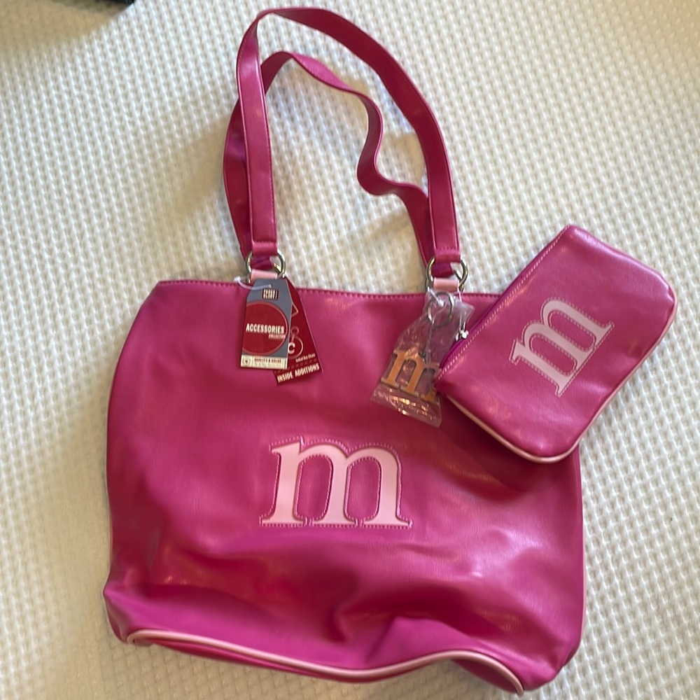 NWT Pink Faded Glory M Initial Bag with Accessories
